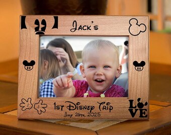 Personalized Picture Frame, 5x7, Custom Gift, Disneyland, Disneyworld, Mickey, FAST AND FREE Shipping