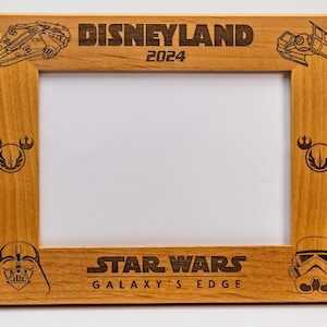 Personalized Star Wars Picture Frame, Galaxy's Edge Disneyland or Disney World, Engraved Alder Wood Picture Frame.
