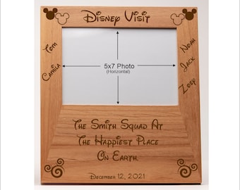 Personalized Picture Frame, Disneyland Disneyworld Disney, 4x6 and 5x7, Extra large laser engraved area, Free Shipping