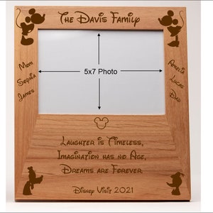 Personalized Picture Frame, Disneyland Disneyworld Disney, 4x6 and 5x7, Extra large laser engraved area, Free Shipping