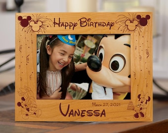 Celebrate Birthday at Disney, Personalized Picture Frame, Custom Gift, Disneyland, Disneyworld, 5x7, FAST & FREE Shipping
