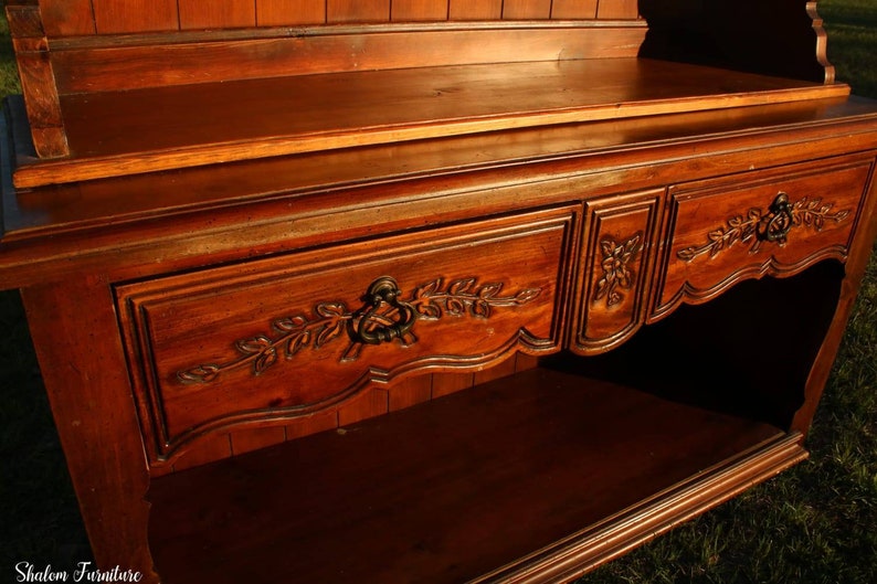 Available Antique vintage solid wood Thomasville hutch Etsy