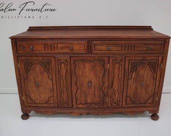 Antique depression era buffet, sideboard cabinet , entryway furniture