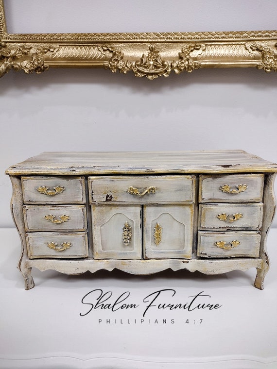 Sold!example of my work. French Provincial Jewelry Box with Brass Hardware and Multiple Compartments