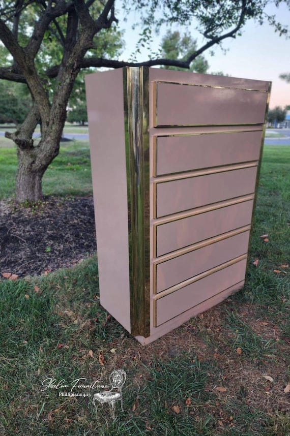 AVAILABLE! Art Decor Dresser , vintage chest of drawers, gold accents
