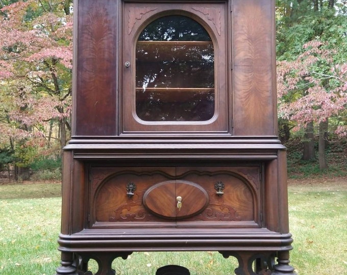 Large Jacobean Hutch With Lockable Space, Farmhouse Furniture Storage, Depression Era