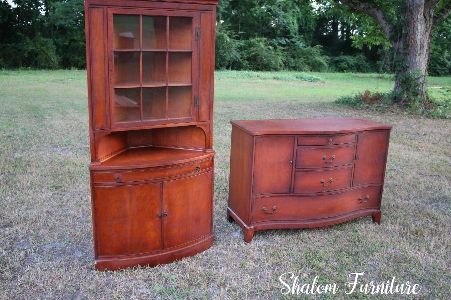 Available Free shipping Antique solid wood Corner hutch Etsy