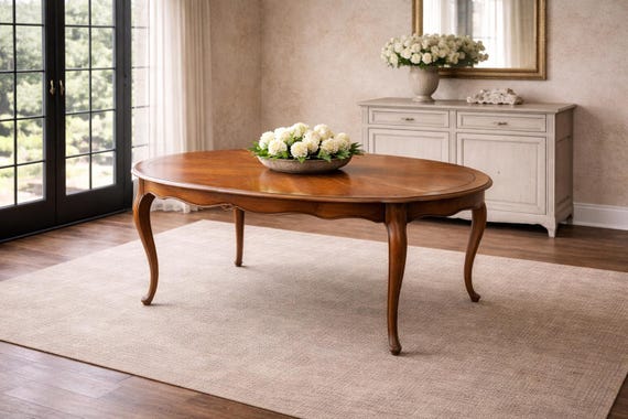 Antique French Provincial Dining table with 2 leaves