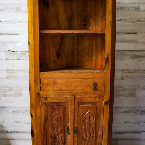 Sold!to me!:)for my dining room!Vintage Rustic primitive corner hutch solid wood farmstyle farmhouse custom paint included! solid wood