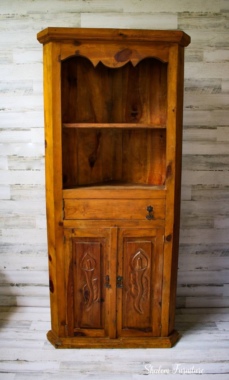 Vintage Rustic Primitive Corner Hutch Solid Wood Farmstyle Etsy Singapore