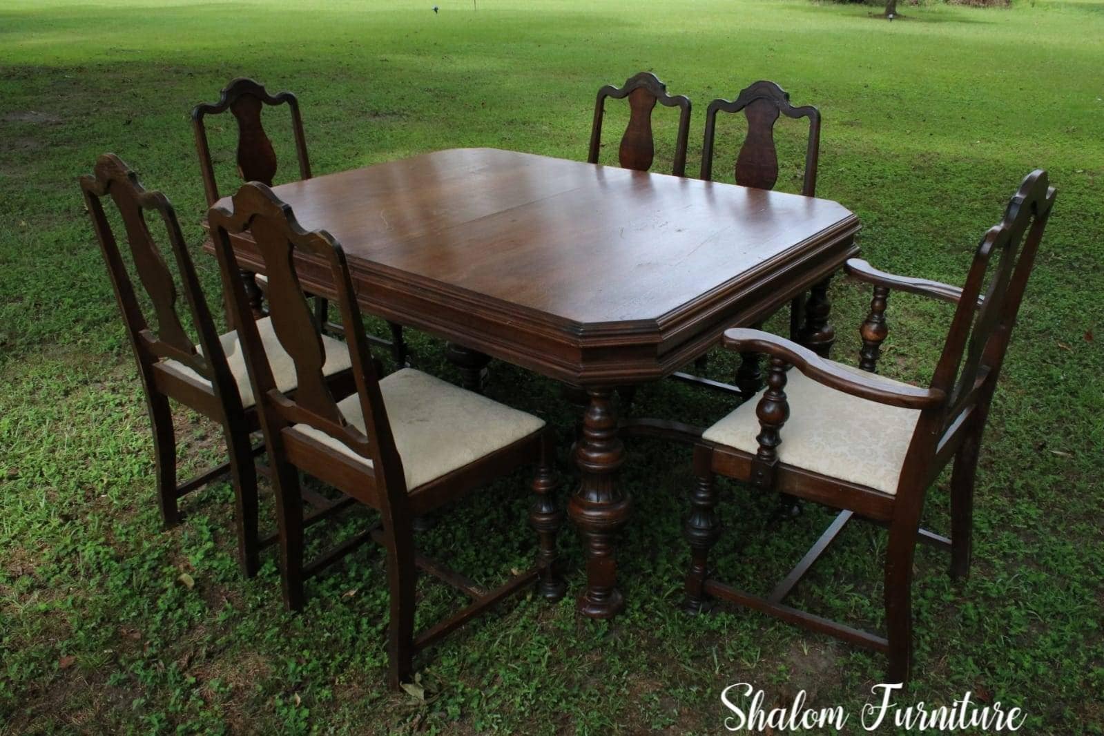 Vintage 1920s Jacobean Dining Set Table and 6 Chairs Antique Elegance for Your Dining Room