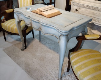 Vintage French Glam Provincial Desk/Vanity: Chic accent table home decor, console table hall table, accent piece French Provincial furniture