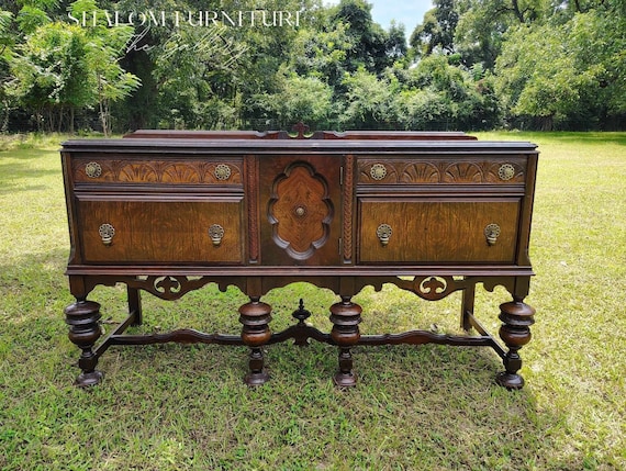 NEW! AVAILABLE! Authentic Jacobean Server | Vintage Buffet Cabinets | Sideboard | Credenza | Timeless Elegance | Custom Finish Options