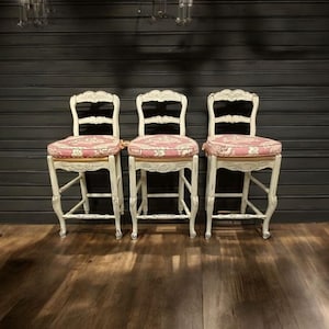 3 barstools with removable cushions, stools, kitchen island seating,dining chairs, breakfast nook chairs, farmhouse,beach cottage
