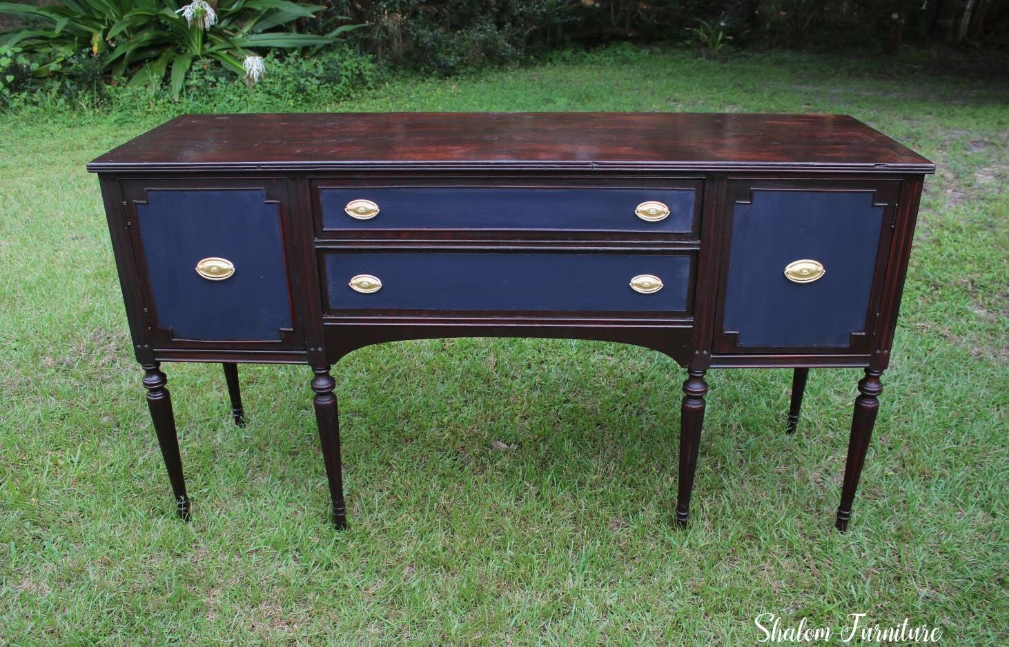 Vintage refinished buffet server table dining room furniture, entryway