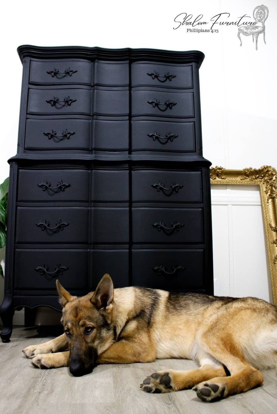 Sold Solid Black French Provincial Dresser Tall Boy With Etsy
