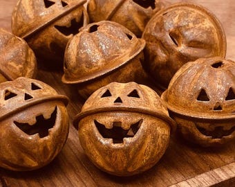 Campanas de calabaza oxidadas vintage para Halloween (juego de 5).