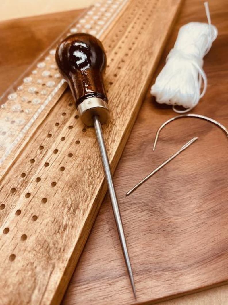 Japanese Stab Binding tool + gourd awl + waxed thread + curved & straight needles