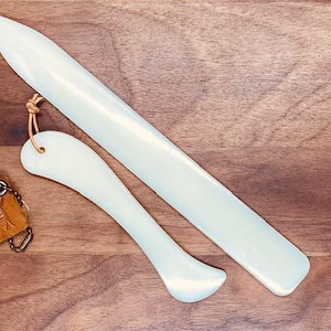 Resin bone folder and creaser tool for leather craft & bookbinding (set of 2)