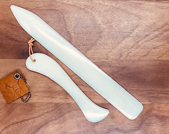 Resin bone folder and creaser tool for leather craft & bookbinding (set of 2)