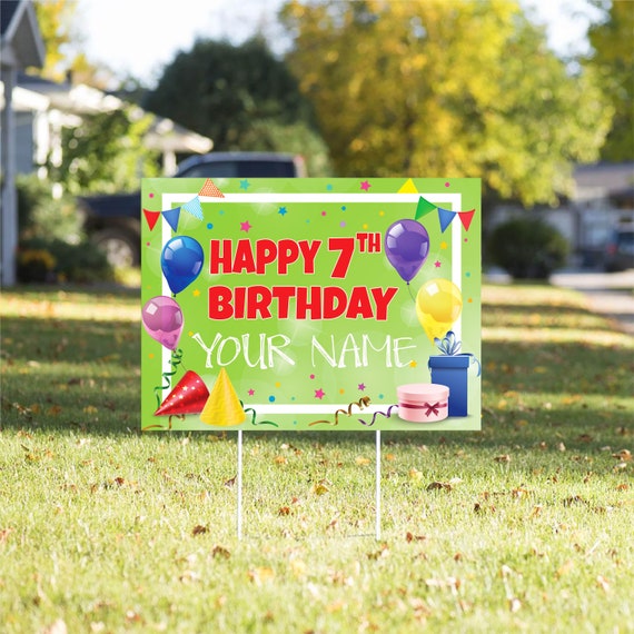 Personalized Happy Birthday Yard Sign with H Stake Etsy