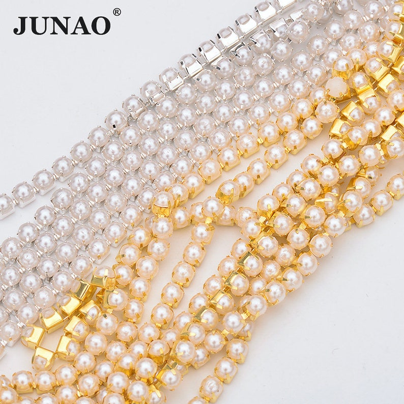 1//10yards ss6//8//10//12//16//18 Crystal Clear Rhinestones gold close cup Chain Trims