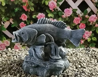 concrete statue home office garden decor 2 small fish concrete paper weight