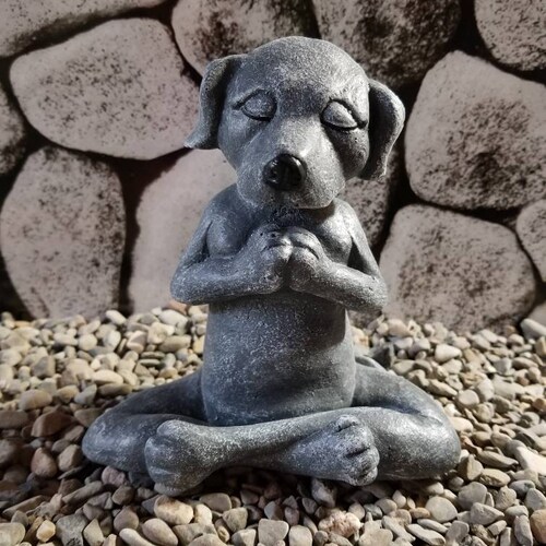 Dog Buddha Statue Black Dog Memorial Meditating Dog Zen Etsy