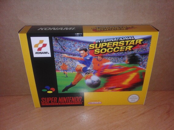 International Superstar Soccer Snes Repro Box Only Box Etsy