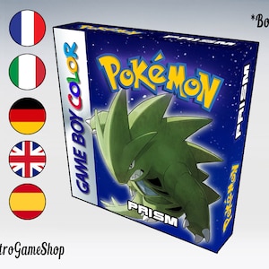 May include: A blue Game Boy Color game box with a green Pokemon character on the front. The box has the words "Pokemon Prism" on the front and the words "Game Boy Color" on the side. The box is in new condition and is for sale.