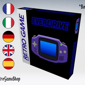 May include: A purple Game Boy Advance SP console with a blue screen and the text "EVERDRIVE" on the front of the box. The box is white with the text "RETRO GAME" on the side. The box is for sale and says "*Box only".
