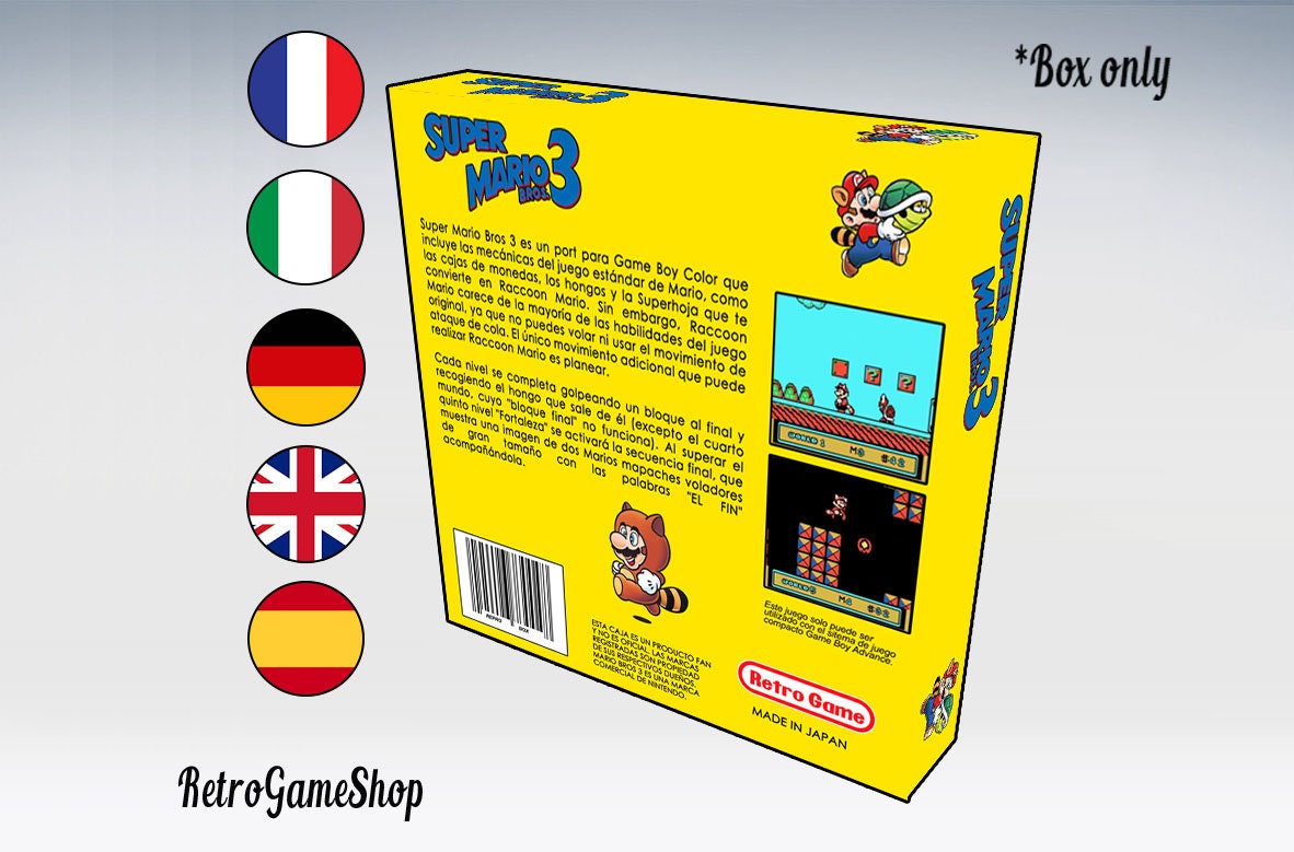 SUPER MARIO BROS 3 Game Boy Custom Box (choose Language) (insert ...