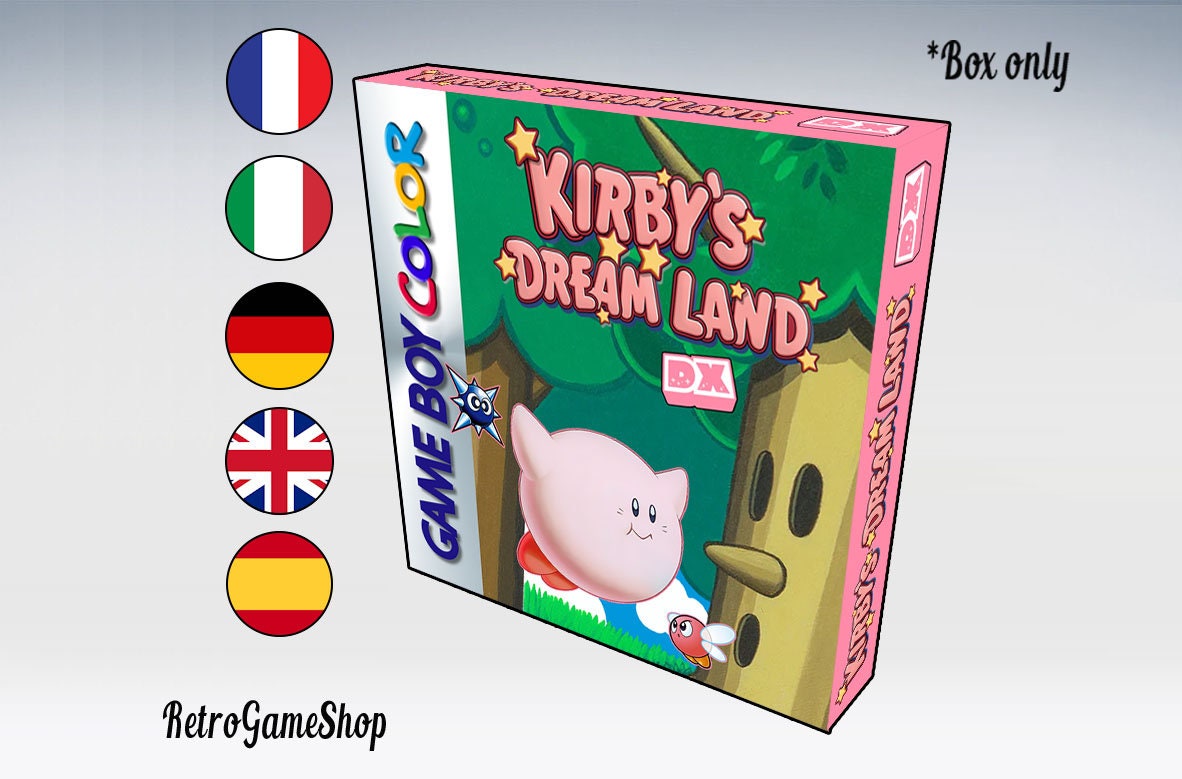 KIRBY DREAM LAND Dx Game Boy Custom Box (Choose Language) (Insert Included)