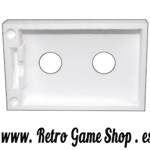 May include: White polystyrene packaging with two circular cutouts. The packaging is designed to hold two items.