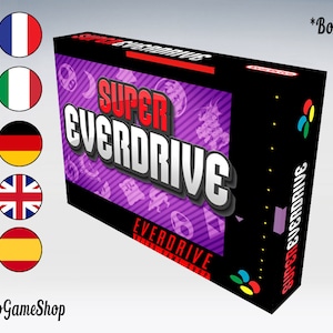 May include: A black box with the words "SUPER EVERDRIVE" in white and red, with a purple background and game-related graphics. The box also has the text "EVERDRIVE" and the RetroGameShop logo.
