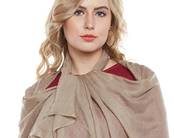 Taupe Cashmere Scarf - Hand Woven