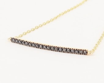 Black Diamond Bar Bracelet - Dainty Delicate Diamond Bracelet – Genuine Diamond Bracelet – Minimal Wedding Bracelet Set – Handmade Jewelry