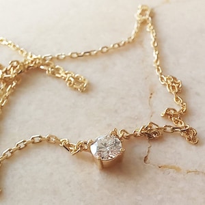 0.17 Ct Floating Solitaire Diamond Necklace