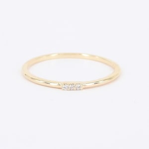 Small Natural Dainty Diamond Ring - Minimalist Thin Wedding Band