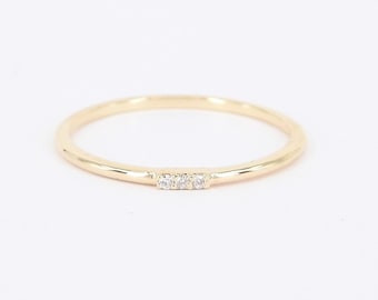 Natürlicher Diamant Ring - Minimalistischer schmaler Ehering