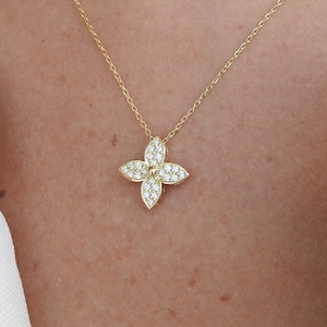 Diamond Necklace - Flower Blossom Pendant