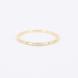 Small Natural Dainty Diamond Ring - Minimalist Thin Wedding Band