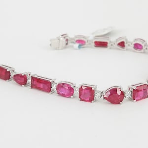 Natural Burmese Multi Shaped Ruby Bracelet