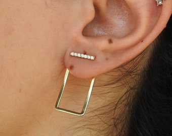 Bridal Diamond Bar Earrings • Dangle Earrings • Statement earrings  • Bridesmaid Gift • Wedding Earrings • Minimalist Earrings