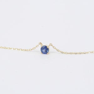 Blue Sapphire Solitaire Necklace - 4 mm Dainty Sapphire Pendant