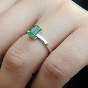 Natural Colombian Emerald Ring - Emerald Cut Engagement Ring