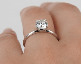 Nature Inspired Diamond Engagement Ring – Floating GIA Certified 1.1 Ct Diamond Ring – April Birthstone Wedding Ring