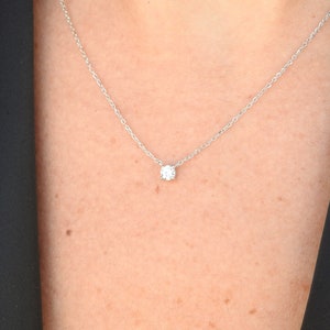 Floating 0.15 CT Diamond Solitaire Necklace – Simple Wedding Diamond Necklace – Dainty Genuine Diamond Pendant – Handmade Minimalist Jewelry