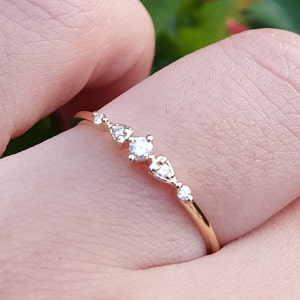 Marquise ring - Vintage,Minimalist Diamond Wedding Band