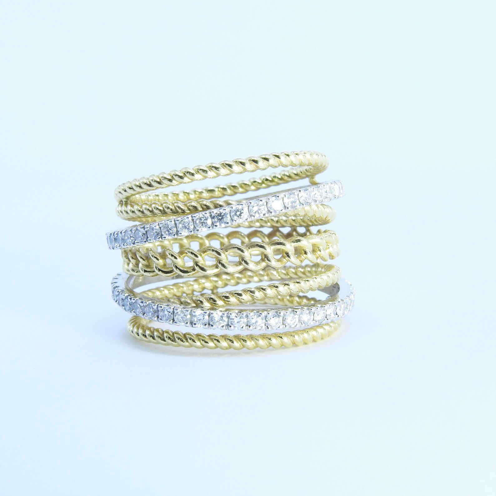 Unique Interlocking Diamond Wedding Ring Set – Double Diamond and Multi ...